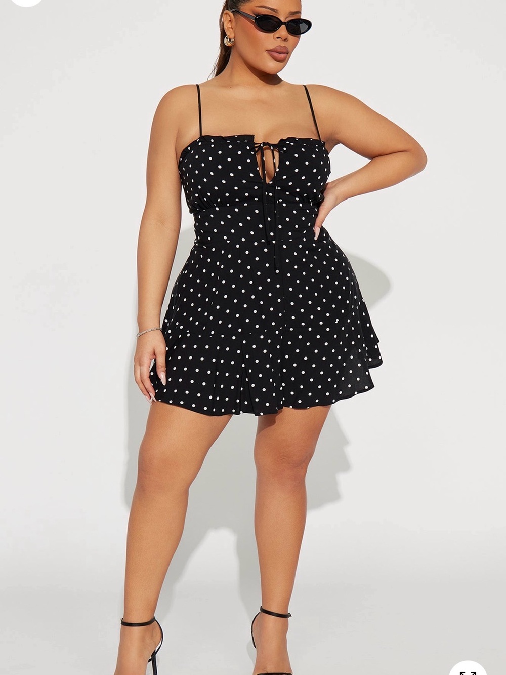 Fashion Nova Black & White Polka Dot Spaghetti Strap Romper
